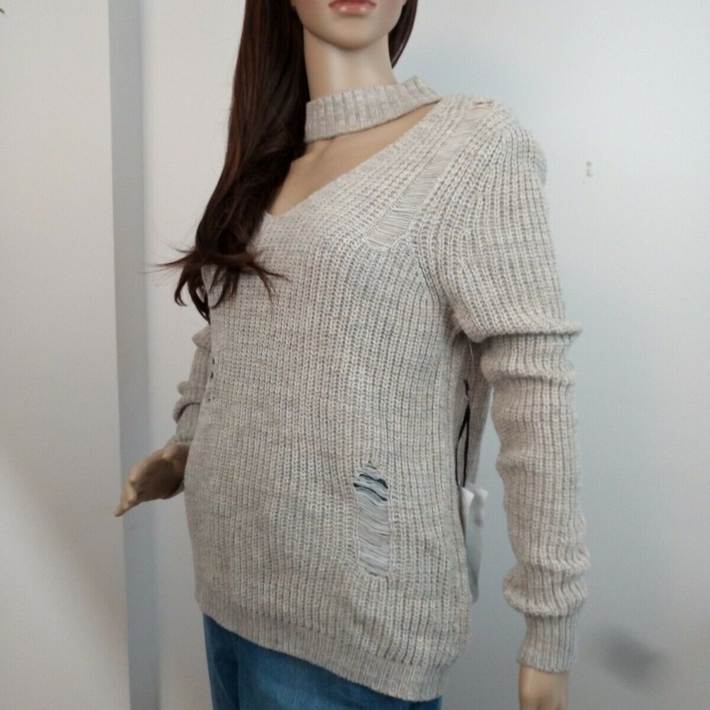 Crave Fame by Almost Famous Distressed Open Neck - Picture 2 of 8